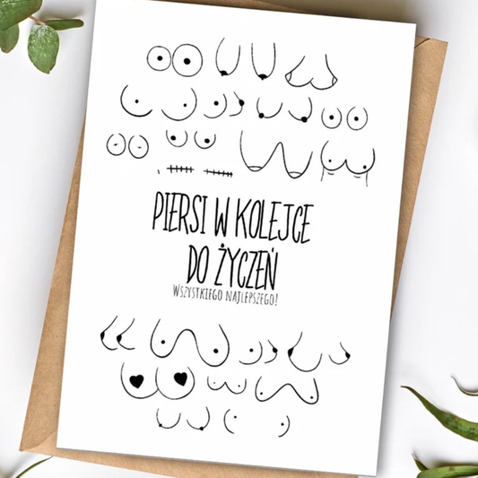 Kartka - Piersi w kolejce do życzeń