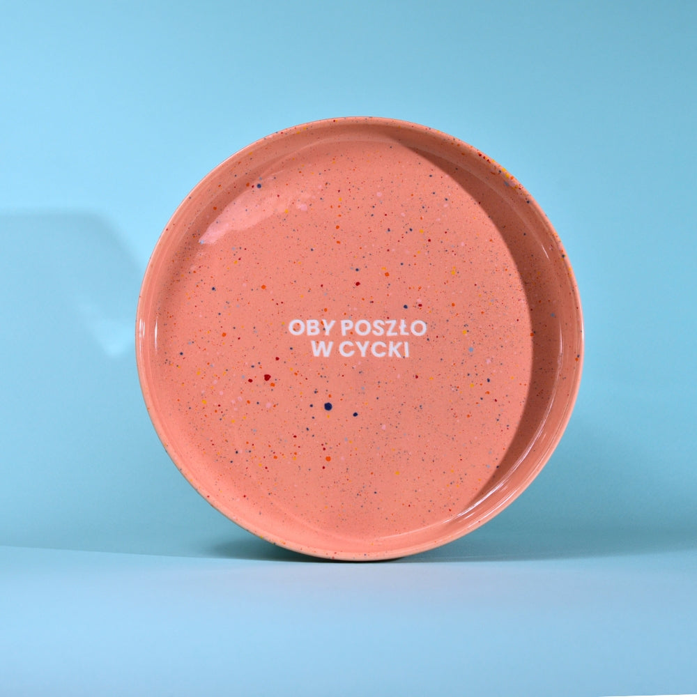 Talerz Oby poszło w cycki - Koralowy Róż