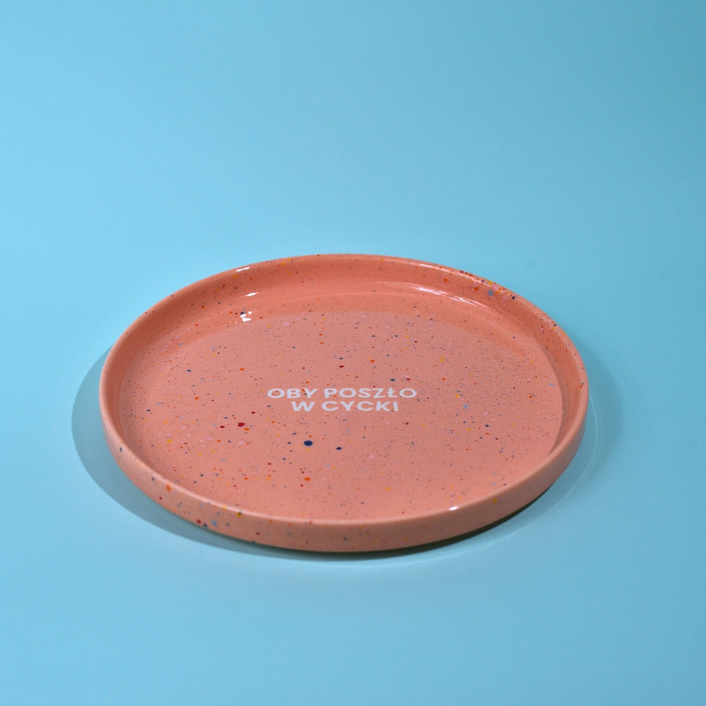 Talerz Oby poszło w cycki - Koralowy Róż