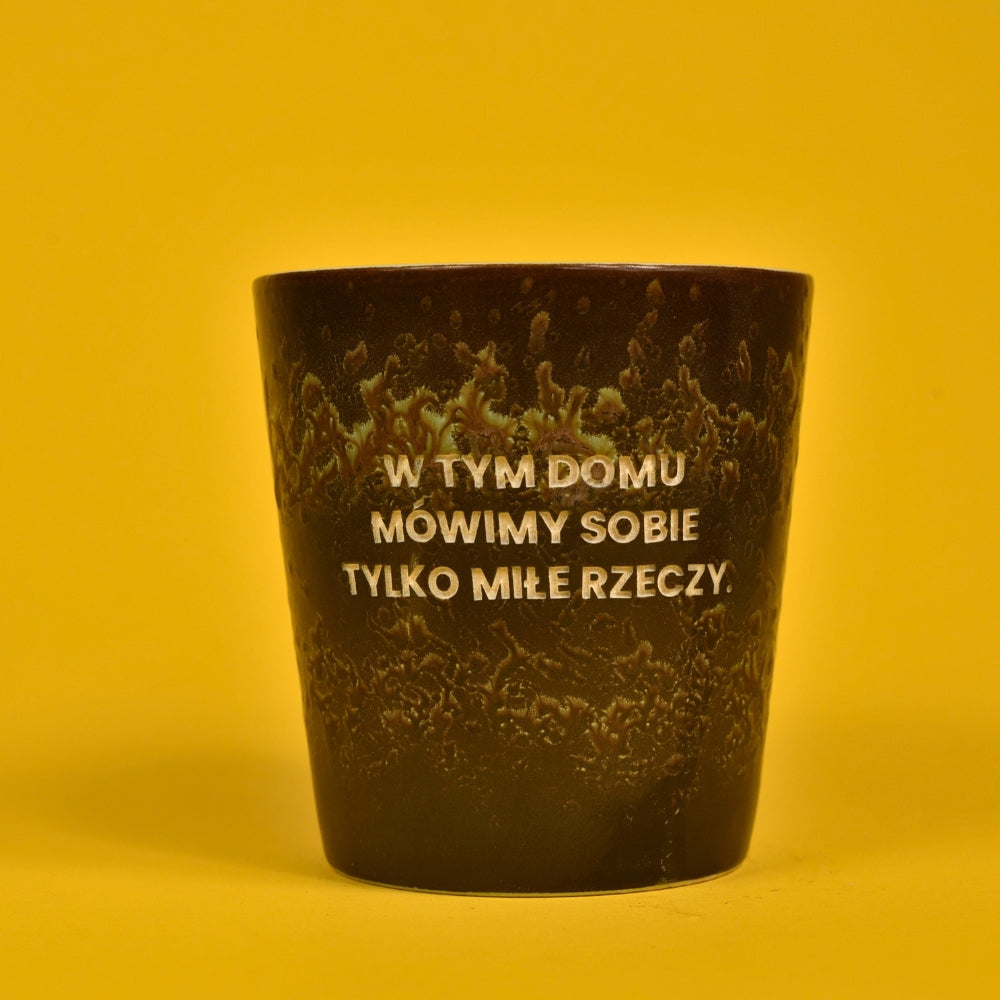 Świeca sojowa „W tym domu mówimy sobie tylko miłe rzeczy” (Cleo)