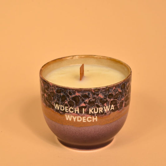 Świeca sojowa „Wdech i kurwa wydech” (Bruno)