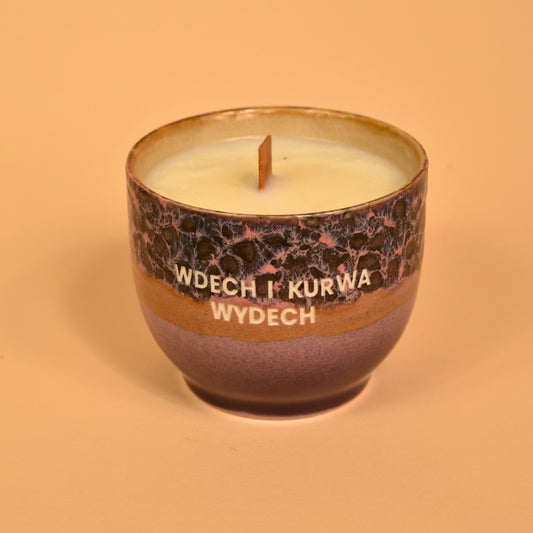Świeca sojowa „Wdech i kurwa wydech” (Bruno)
